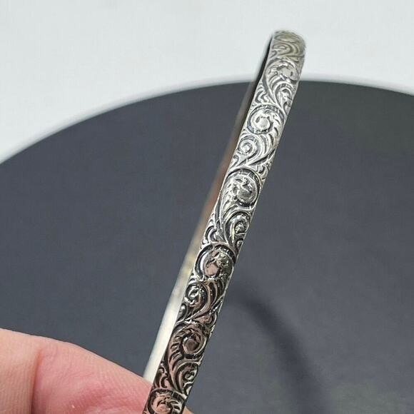 WOMENS ESTATE DECO BEAU STERLING SILVER BANGLE‎ BRACELET 7.5" 9.6 GRAMS ORNATE - Picture 6 of 8